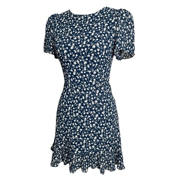 Not for sale  — Reformation Beesley Dress Navy White Floral Flutter Sleeve  Mini - Picture 8 of 14